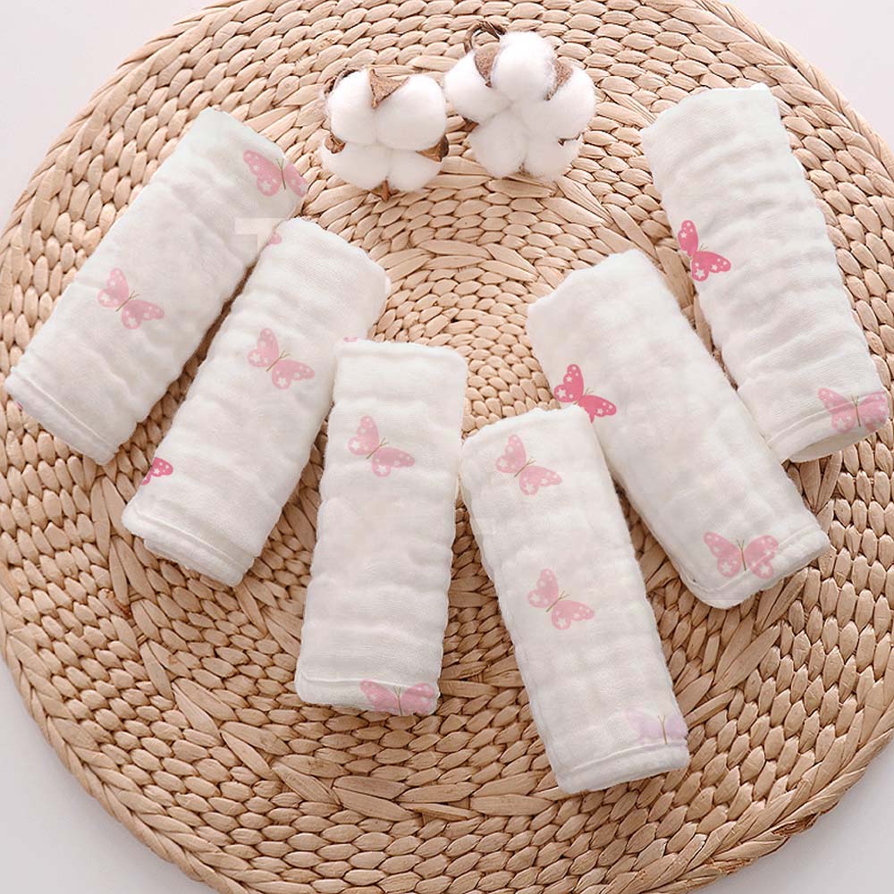 Muslin Burp Cloths for Babies – 6-Layer Baby Burp Cloth Set | Pack of 2 | Soft & Absorbent Burp Cloths for Baby Boys & Girls | 20 x 10 Inches - Butterfly