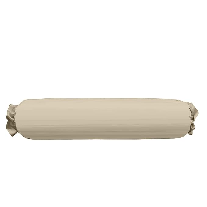 Microfilled Microfiber Bolster Pillow | Round Bed Pillow for Back & Neck Support | Ideal for Diwan & Sofa | Includes Cotton Washable Bolster Cover - Beige