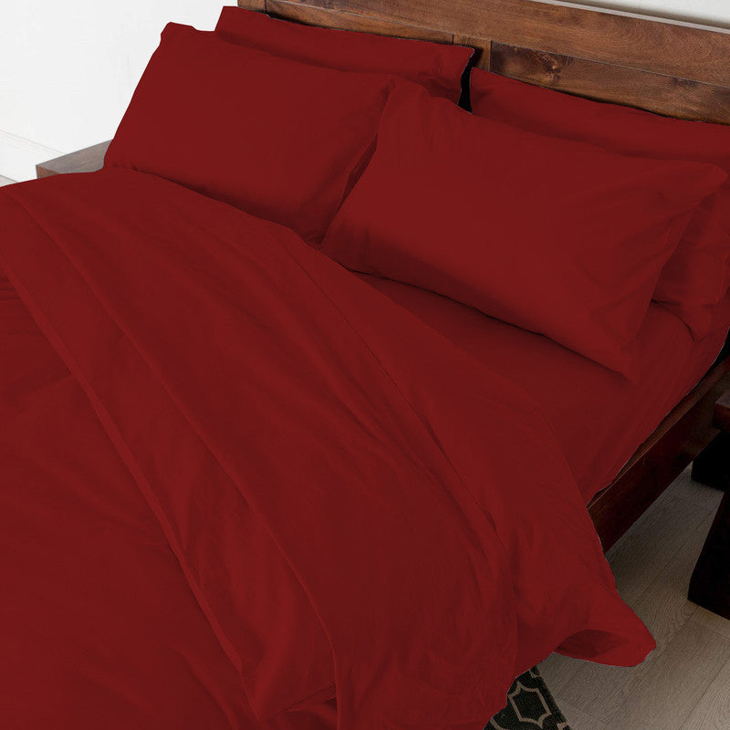 Cotton Duvet Cover – Sateen Weave, Silky Soft & Breathable Bedding Set with Zipper Closure | Long-Staple Cotton Bed Linen | 3-Piece Set (1 Duvet Cover + 2 Pillowcases) - Burgundy