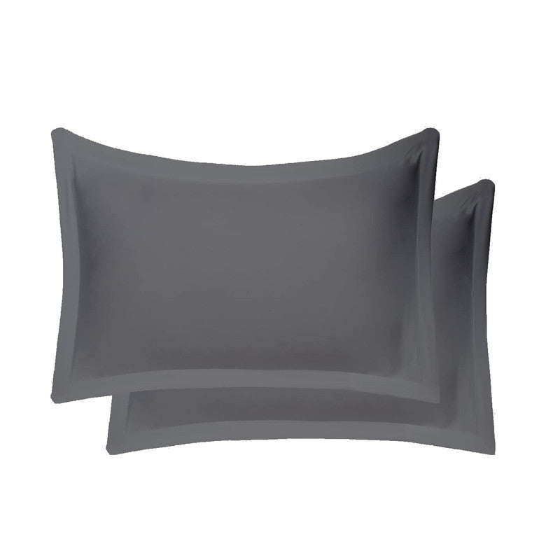 100% Egyptian Cotton Oxford Pillowcases | 400 TC Egyptian Quality Set of 2 Oxford Pillow Cases | Breathable Cool Ultra Silky Soft 2 PC Oxford Pillow Cover, Dark Grey
