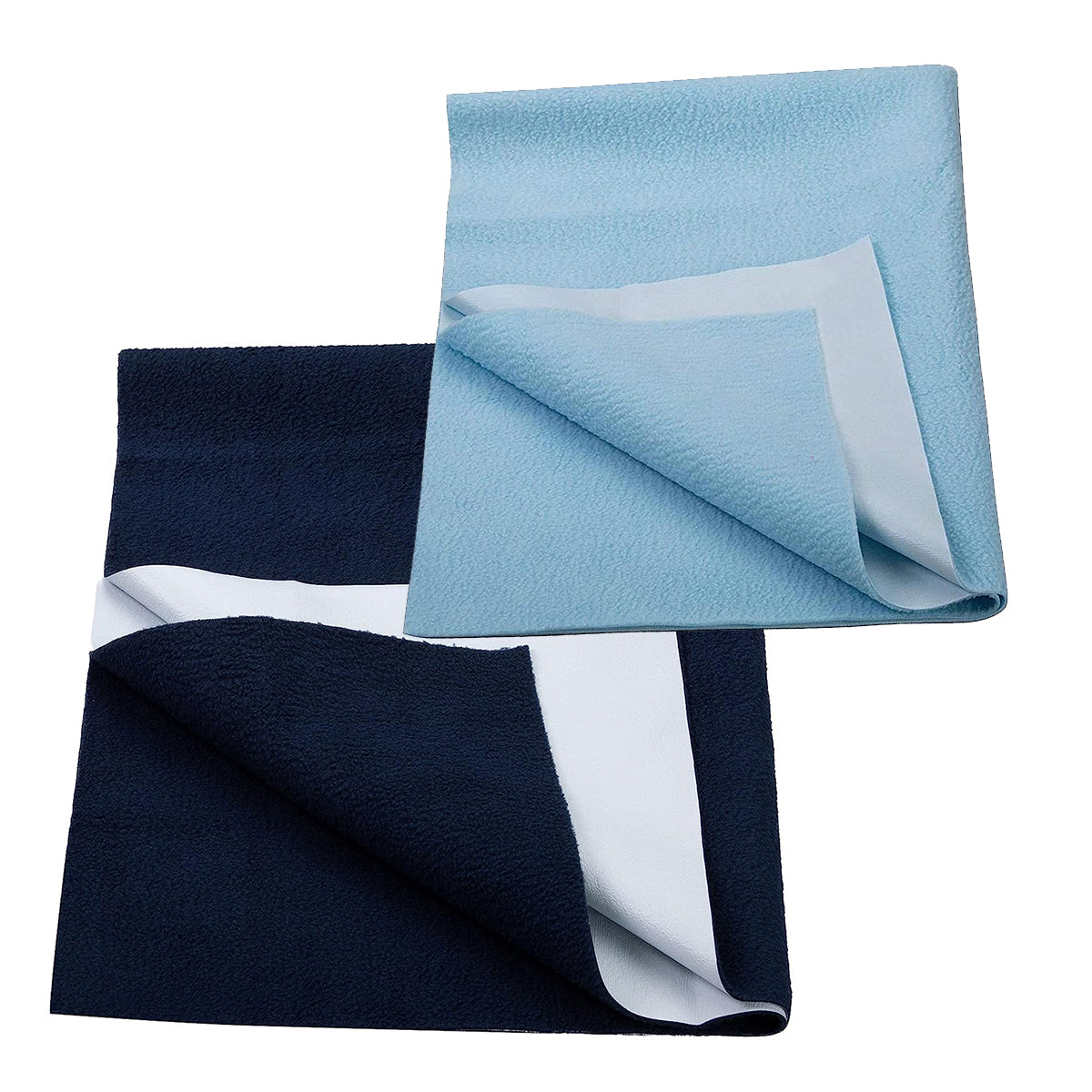 Baby Dry Sheet – Extra Absorbent, Quick Dry, Anti-Pilling Fleece | Reusable Cotton Bed Protector | Large 100×140 cm - Sky Blue/Navy Blue