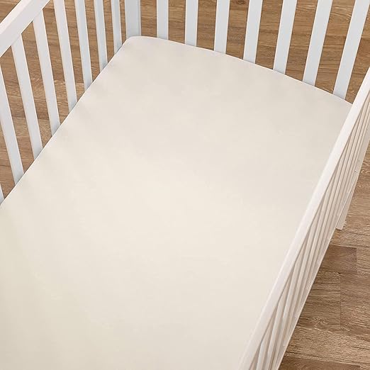 Fitted Cot Crib Sheet | Microfiber Bed Sheets for Newborn Baby Crib Mattress | Deep Pocket All Round Elastic Fitted Crib Sheet for Baby (Ivory)