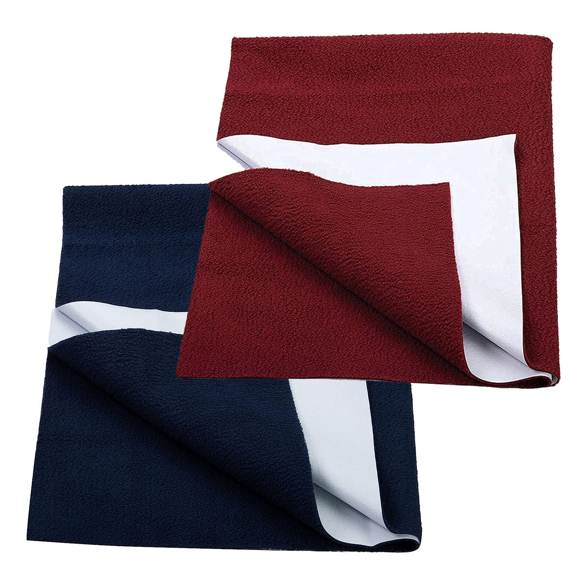 Baby Dry Sheet – Extra Absorbent, Quick Dry, Anti-Pilling Fleece | Reusable Cotton Bed Protector | Large 100×140 cm - Maroon/Navy Blue