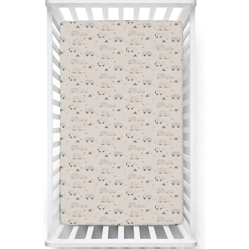 Fitted Cot Crib Sheet | Microfiber Bed Sheets for Newborn Baby Crib Mattress | Deep Pocket All Round Elastic Fitted Crib Sheet for Baby (Old Truck Farm)