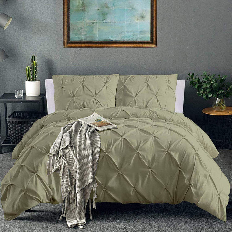 Luxurious Down Alternative Pinch Pleated Comforter | All-Season Warmth | 1 PC Comforter Set | 100% Microfiber Cover | Down Fiber Duvet Insert | Sage