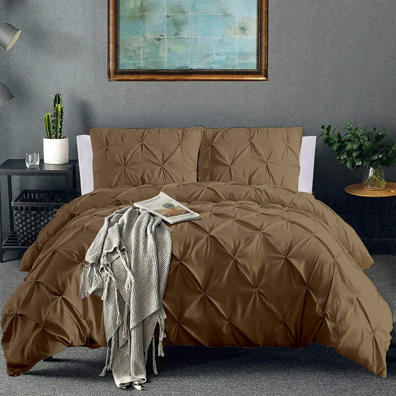 Luxurious Down Alternative Pinch Pleated Comforter | All-Season Warmth | 1 PC Comforter Set | 100% Microfiber Cover | Down Fiber Duvet Insert | Taupe