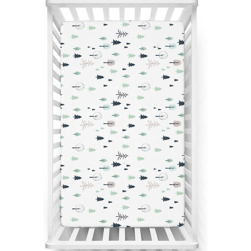 Fitted Cot Crib Sheet | Microfiber Bed Sheets for Newborn Baby Crib Mattress | Deep Pocket All Round Elastic Fitted Crib Sheet for Baby (Winter Forest)
