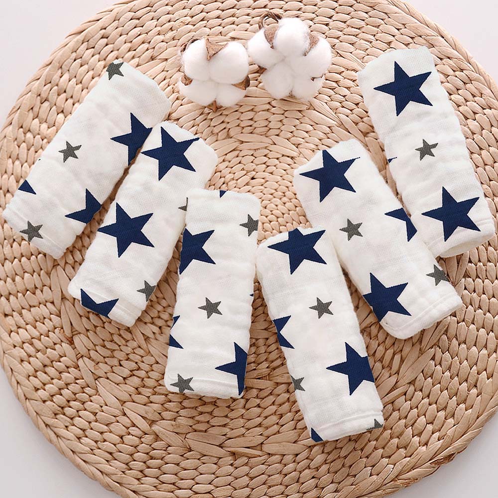 Muslin Burp Cloths for Babies – 6-Layer Baby Burp Cloth Set | Pack of 2 | Soft & Absorbent Burp Cloths for Baby Boys & Girls | 20 x 10 Inches - Navy Star