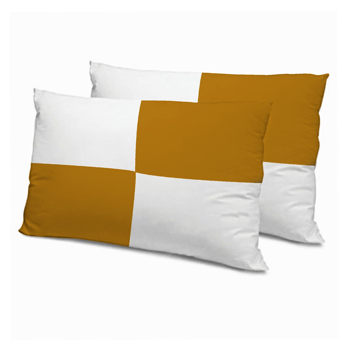 Microfiber Filled Bed Pillows for Sleeping | Takiya Combo Set of 2 for Bed Room | Super Soft Pillow Fillers for Back, Side, and Stomach Sleepers, Taupe Checks