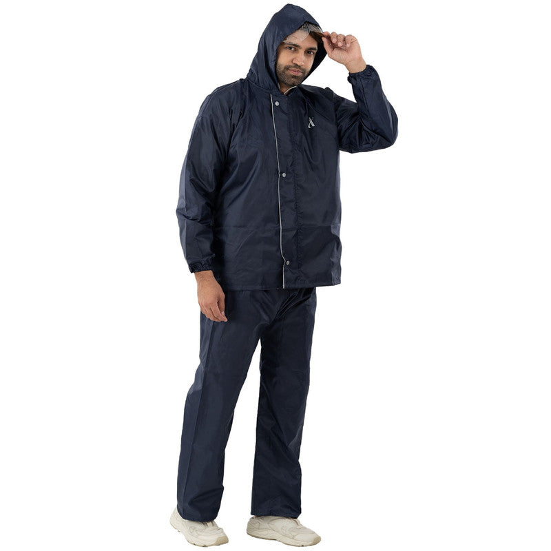 Rain Coat for Men Waterproof for Bike Riders with Adjustable Hood Along with Inner Pockets - AJS-300