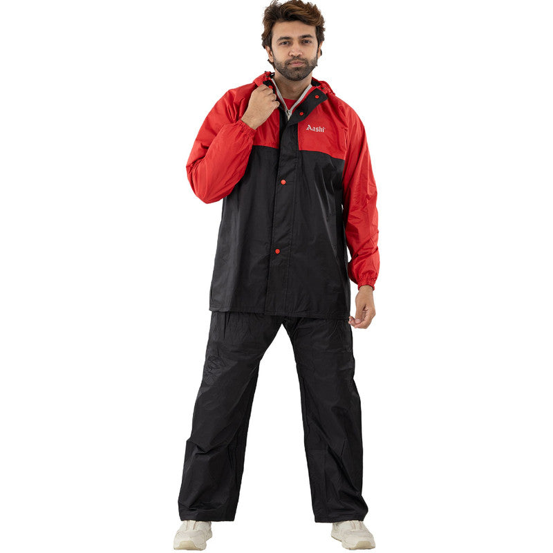 Rain Coat for Men Waterproof for Bike Riders with Adjustable Hood Along with Inner Pockets - JS-312