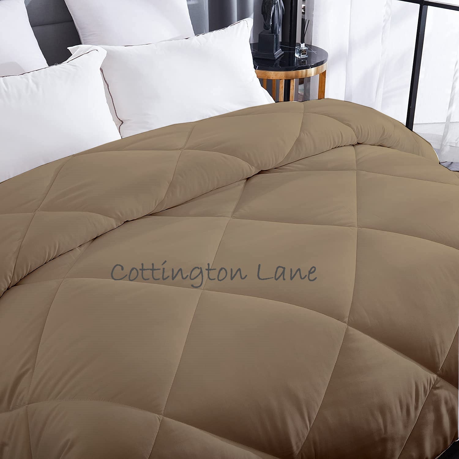 Luxurious Down Alternative Comforter | All Season Warmth Down 1 PC Comforter Set | 100% Microfiber Cover | Down Fiber Duvet Insert | Taupe