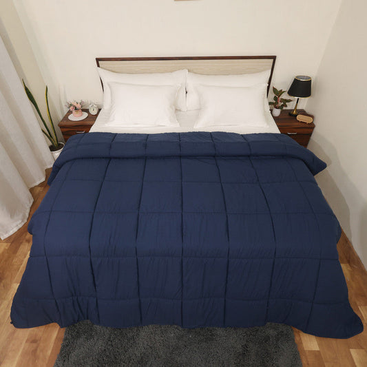 Luxurious Down Alternative AC Comforter | 300 GSM All-Season Warmth | 1 PC Comforter Set with 100% Microfiber Cover | Soft Down Fiber Duvet Insert (Navy Blue)