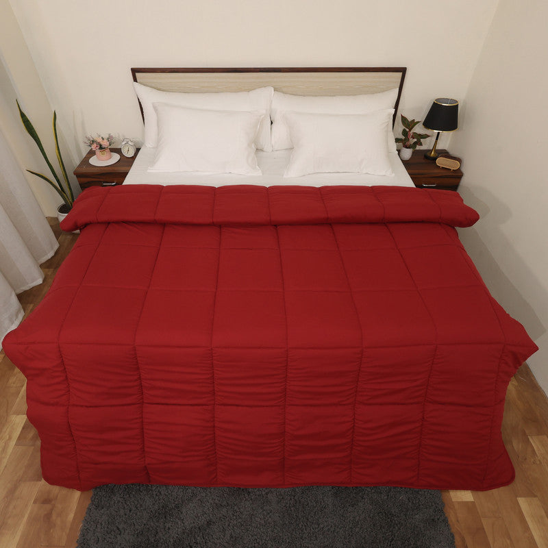 Luxurious Down Alternative AC Comforter | All-Season Warmth | 1 PC Comforter Set | 100% Microfiber Cover | Down Fiber Duvet Insert (Burgundy)