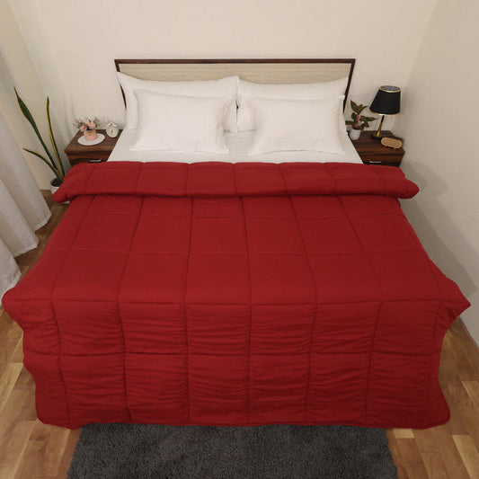 Luxurious Down Alternative AC Comforter | All-Season Warmth | 1 PC Comforter Set | 100% Microfiber Cover | Down Fiber Duvet Insert (Burgundy)