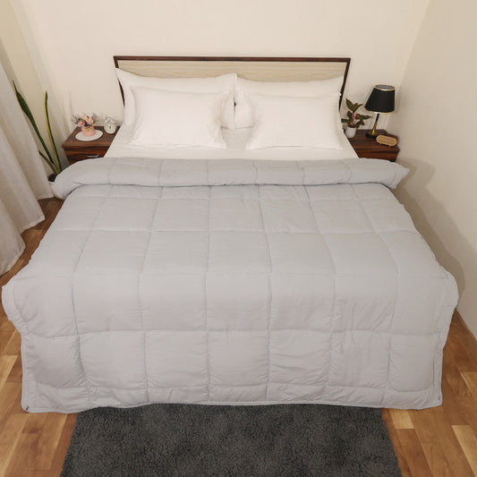 Luxurious Down Alternative AC Comforter | All-Season Warmth | 1 PC Comforter Set with 100% Microfiber Cover | Soft Down Fiber Duvet Insert (Light Grey)
