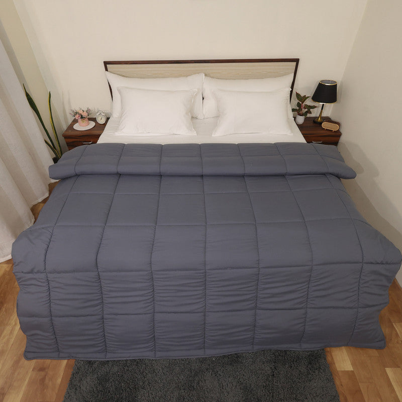 Luxurious Down Alternative AC Comforter | All-Season Warmth | 1 PC Comforter Set with 100% Microfiber Cover | Soft Down Fiber Duvet Insert (Dark Grey)