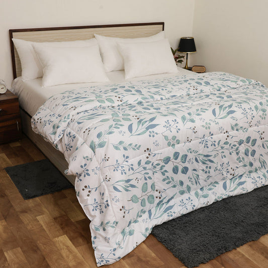Luxurious Down Alternative AC Comforter | All-Season Warmth | 1 PC Comforter Set | 100% Microfiber Cover | Down Fiber Duvet Insert (Tranquil Green Petals)