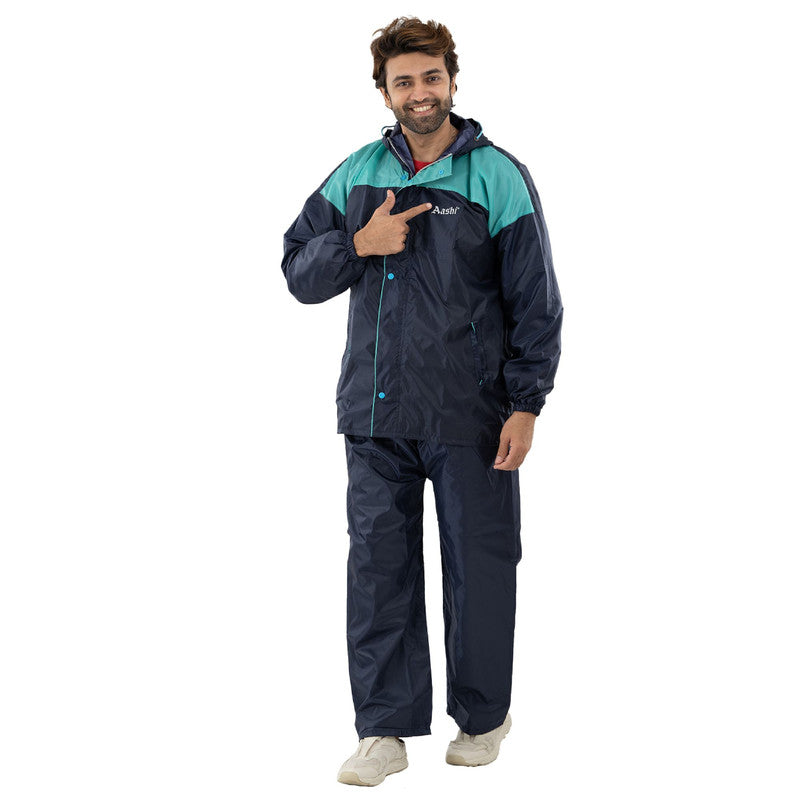 Rain Coat for Men Waterproof for Bike Riders with Adjustable Hood Along with Inner Pockets - JS-300