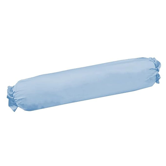 Microfilled Microfiber Bolster Pillow | Round Bed Pillow for Back & Neck Support | Ideal for Diwan & Sofa | Includes Cotton Washable Bolster Cover - Light Blue