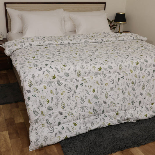 Luxurious Down Alternative AC Comforter | All-Season Warmth | 1 PC Comforter Set | 100% Microfiber Cover | Down Fiber Duvet Insert (Leafy Tranquil)