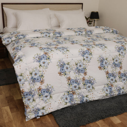 Luxurious Down Alternative AC Comforter | All-Season Warmth | 1 PC Comforter Set | 100% Microfiber Cover | Down Fiber Duvet Insert (Bluebell Bloom)