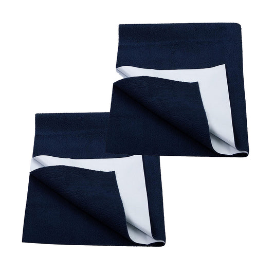 Baby Dry Sheet – Extra Absorbent, Quick Dry, Anti-Pilling Fleece | Reusable Cotton Bed Protector | Large 100×140 cm - Navy Blue