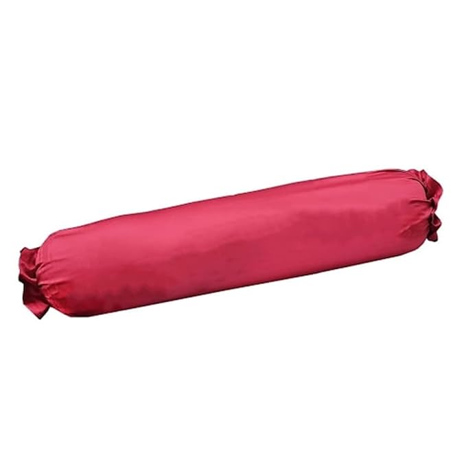 Microfilled Microfiber Bolster Pillow | Round Bed Pillow for Back & Neck Support | Ideal for Diwan & Sofa | Includes Cotton Washable Bolster Cover - Red