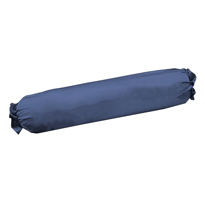 Microfilled Microfiber Bolster Pillow | Round Bed Pillow for Back & Neck Support | Ideal for Diwan & Sofa | Includes Cotton Washable Bolster Cover - Navy Blue