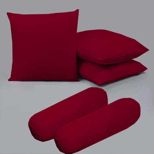 Microfiber Filled Cusions  and Bolster Set for Sleeping - Cusion/Bolster Set of 5 for Bed Room - Super Soft Cusion Fillers for Back, Side, and Stomach Sleepers - Burgundy
