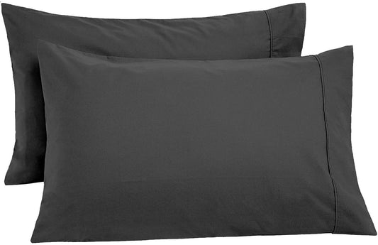 100% Egyptian Cotton Pillowcases | 400 TC Egyptian Quality Set of 2 Pillow Cases | Breathable Cool Ultra Silky Soft 2 PC Pillow Cover, Dark Grey