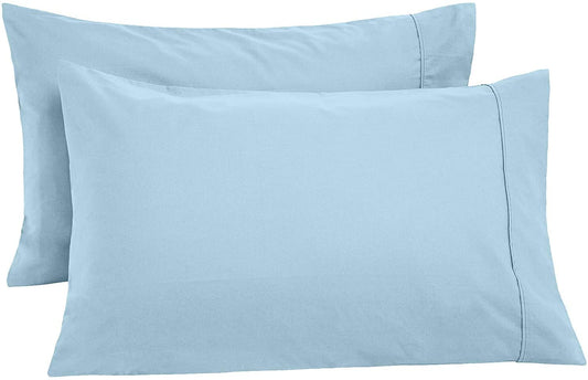 100% Egyptian Cotton Pillowcases | 400 TC Egyptian Quality Set of 2 Pillow Cases | Breathable Cool Ultra Silky Soft 2 PC Pillow Cover, Light Blue