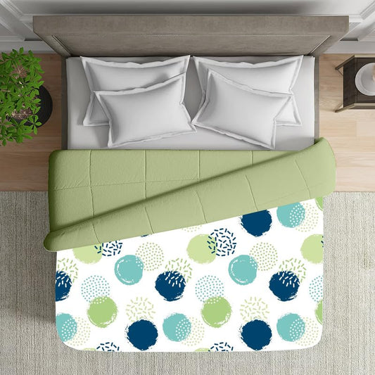 Reversible Microfiber Dohar Blanket – Lightweight All-Season Comfort, Ultra-Soft Microfiber, Perfect for Single & Double Beds, Ideal for Festive Gifting, Circle Pop & Sage