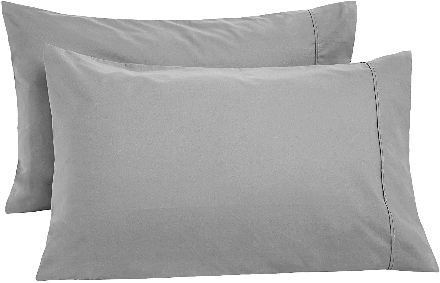 100% Egyptian Cotton Pillowcases | 400 TC Egyptian Quality Set of 2 Pillow Cases | Breathable Cool Ultra Silky Soft 2 PC Pillow Cover, Light Grey