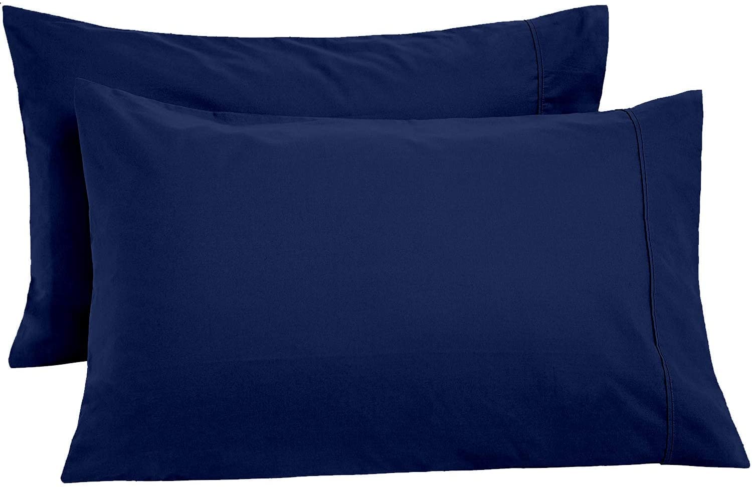 100% Egyptian Cotton Pillowcases | 400 TC Egyptian Quality Set of 2 Pillow Cases | Breathable Cool Ultra Silky Soft 2 PC Pillow Cover, Navy Blue
