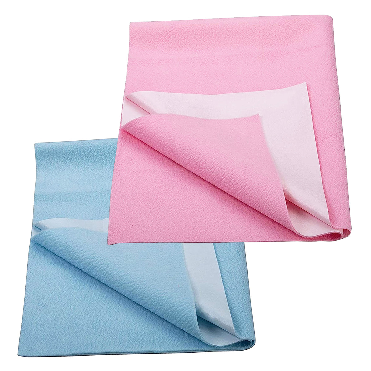 Baby Dry Sheet – Extra Absorbent, Quick Dry, Anti-Pilling Fleece | Reusable Cotton Bed Protector | Large 100×140 cm - Baby Pink/Sky Blue