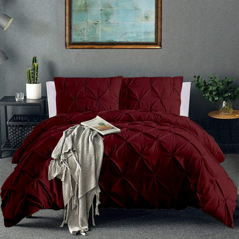 Luxurious Down Alternative Pinch Pleated Comforter | All-Season Warmth | 1 PC Comforter Set | 100% Microfiber Cover | Down Fiber Duvet Insert | Burgundy