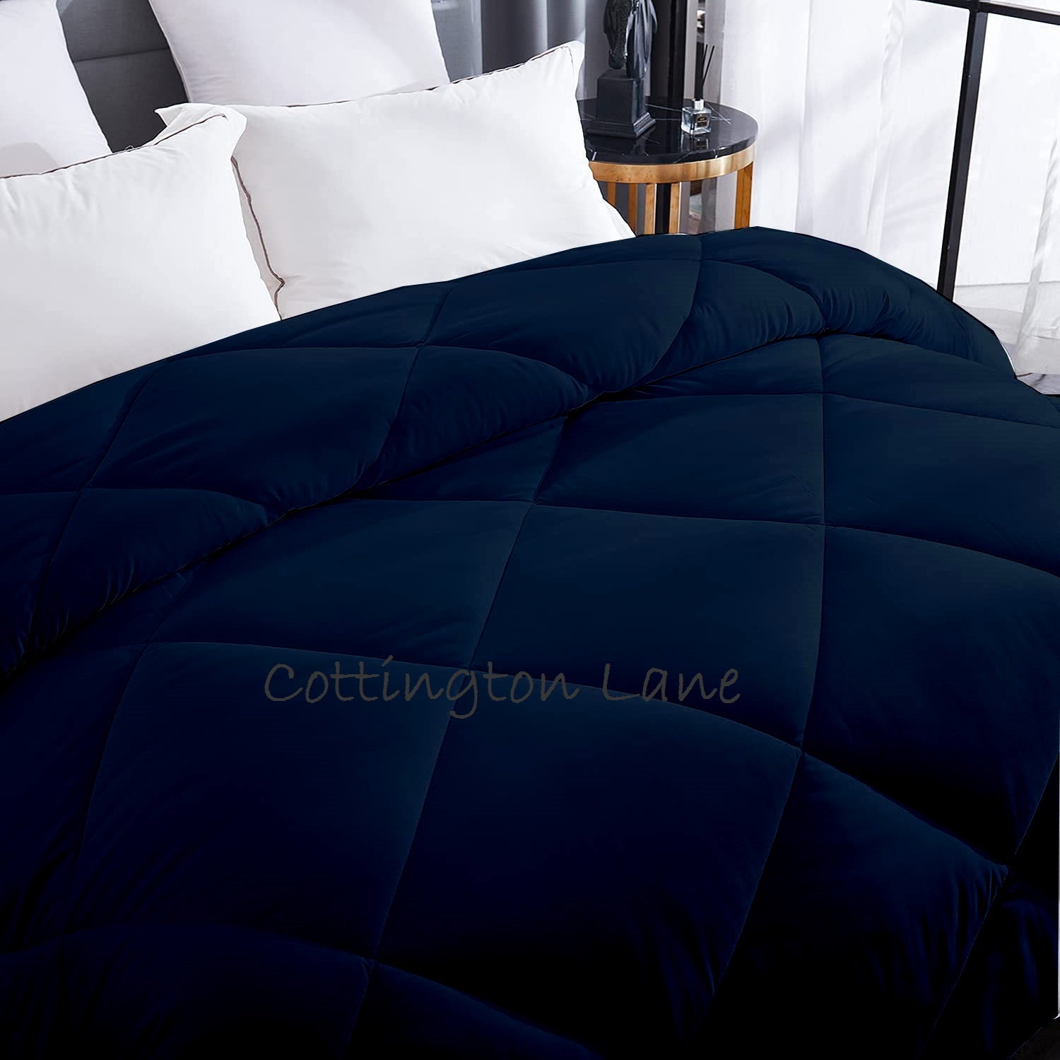 Luxurious Down Alternative Comforter | All Season Warmth Down 1 PC Comforter Set | 100% Microfiber Cover | Down Fiber Duvet Insert | Navy Blue