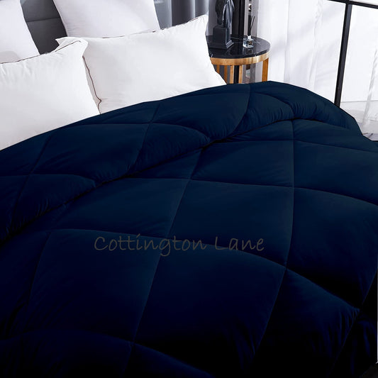 Luxurious Down Alternative Comforter | All Season Warmth Down 1 PC Comforter Set | 100% Microfiber Cover | Down Fiber Duvet Insert | Navy Blue