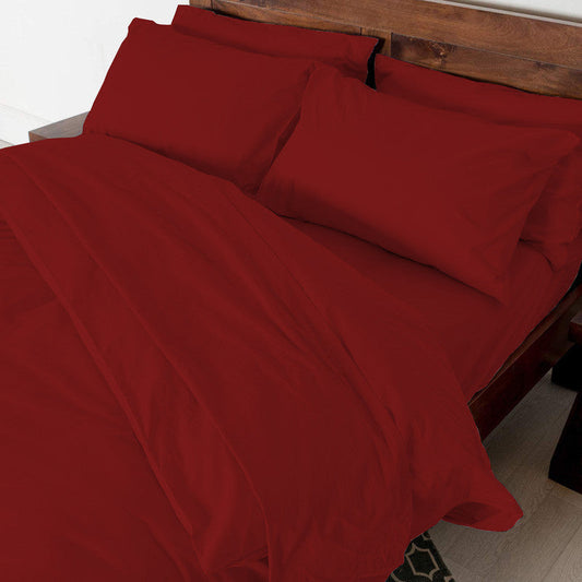 Cotton Duvet Cover – Sateen Weave, Silky Soft & Breathable Bedding Set with Zipper Closure | Long-Staple Cotton Bed Linen | 3-Piece Set (1 Duvet Cover + 2 Pillowcases) - Burgundy