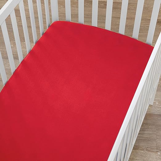 Fitted Cot Crib Sheet | Microfiber Bed Sheets for Newborn Baby Crib Mattress | Deep Pocket All Round Elastic Fitted Crib Sheet for Baby (Burgundy)