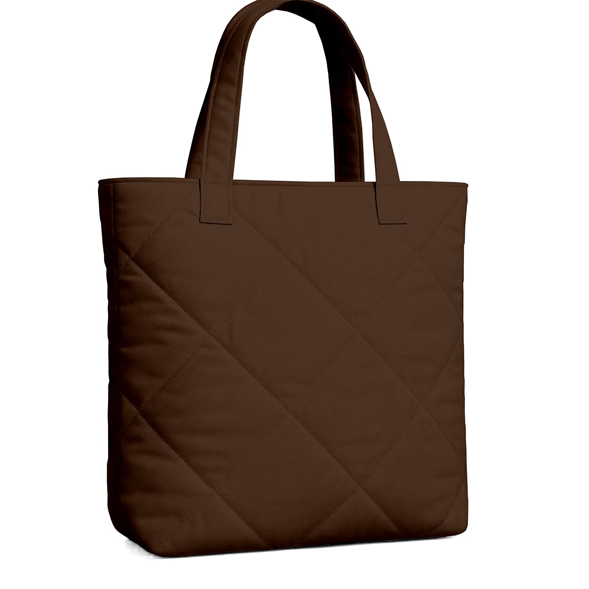 Chocolate Microfiber Quilted Tote Bag 13 x 15 Inch – Lightweight, Durable Shoulder Bag for Shopping, Travel & Daily Use
