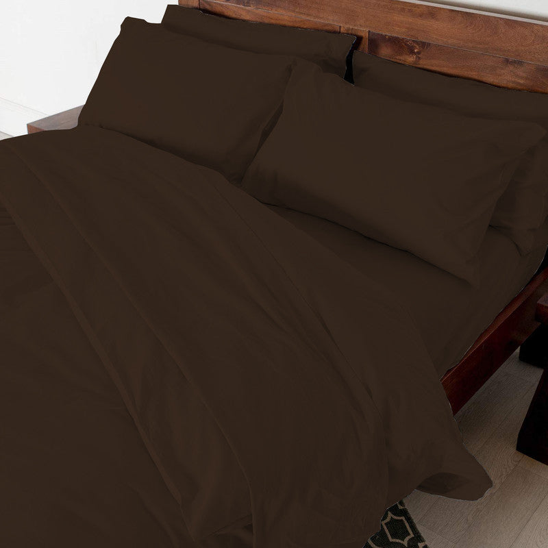 Cotton Duvet Cover – Sateen Weave, Silky Soft & Breathable Bedding Set with Zipper Closure | Long-Staple Cotton Bed Linen | 3-Piece Set (1 Duvet Cover + 2 Pillowcases) - Chocolate