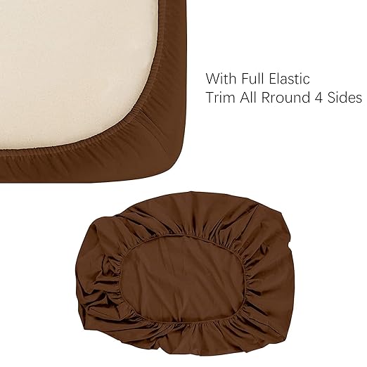 Fitted Cot Crib Sheet | Microfiber Bed Sheets for Newborn Baby Crib Mattress | Deep Pocket All Round Elastic Fitted Crib Sheet for Baby (Chocolate)