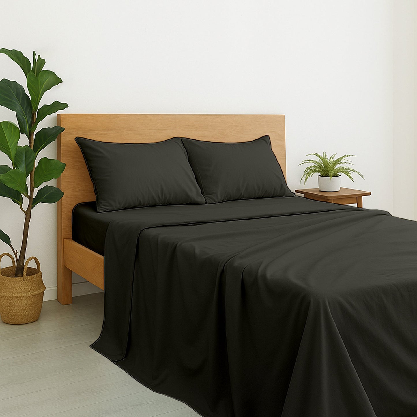 Luxury Giza Egyptian Cotton 4-Piece Bed Sheet Set | Ultra-Soft & Breathable | Extra Deep 10-Inch Pocket Fitted Sheet, Flat Sheet & 2 Pillow Covers (Dark Grey)