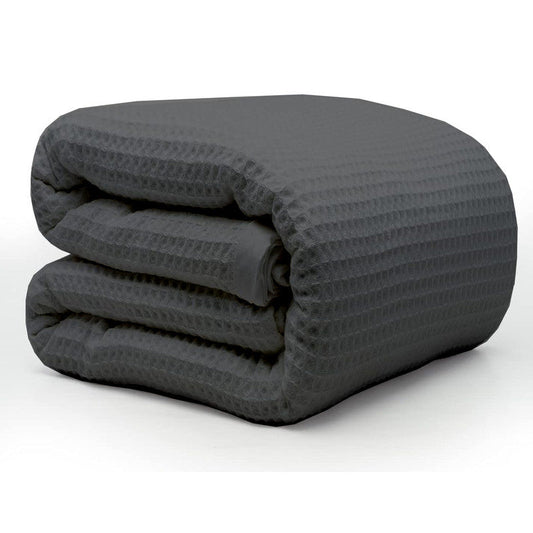 100% Tencel Waffle Weave Blanket | Lightweight, Soft & Breathable | All-Season Blanket for Adults & Kids | Dark Grey