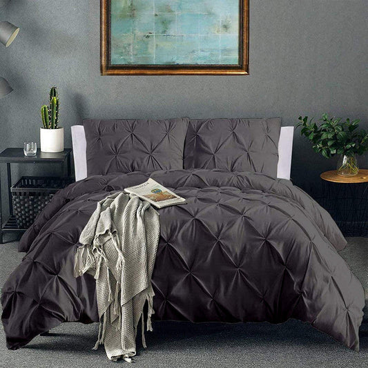 Luxurious Down Alternative Pinch Pleated Comforter | All-Season Warmth | 1 PC Comforter Set | 100% Microfiber Cover | Down Fiber Duvet Insert | Dark Grey