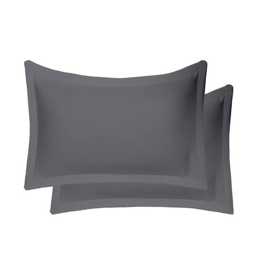100% Egyptian Cotton Oxford Pillowcases | 400 TC Egyptian Quality Set of 2 Oxford Pillow Cases | Breathable Cool Ultra Silky Soft 2 PC Oxford Pillow Cover, Dark Grey