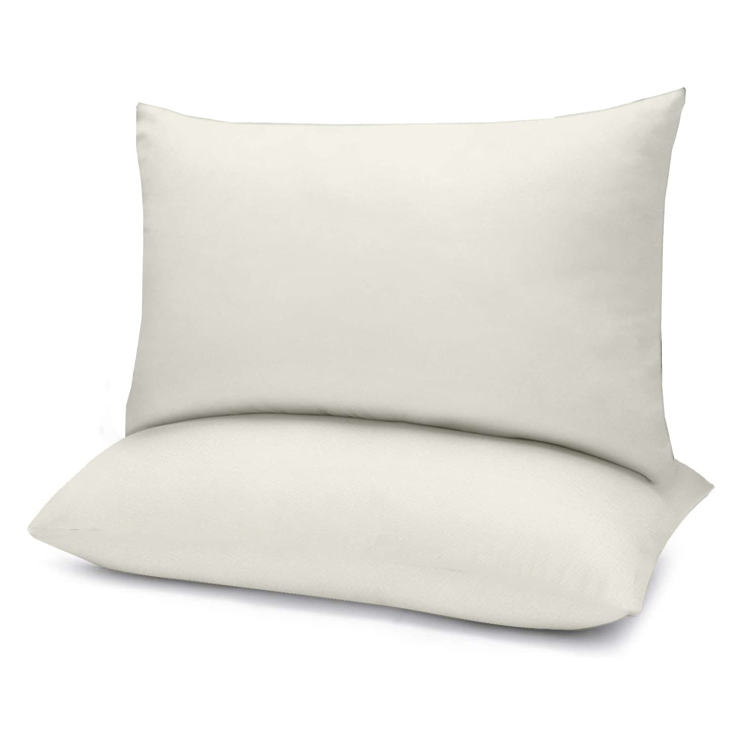 Microfiber Filled Bed Pillows for Sleeping | Takiya Combo Set of 2 for Bed Room | Super Soft Pillow Fillers for Back, Side, and Stomach Sleepers, Ivory