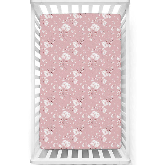1 Piece Premium Quality Crib Fitted Sheet Only - 100% Cotton Crib Sheet for Standard Crib and Toddler Mattresses, Boys, Girls, Unisex - Flora-Bloom